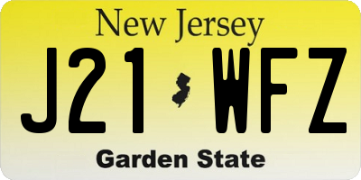 NJ license plate J21WFZ