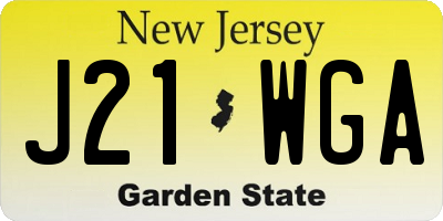 NJ license plate J21WGA