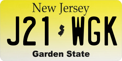 NJ license plate J21WGK