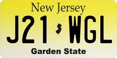 NJ license plate J21WGL