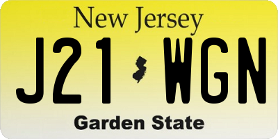 NJ license plate J21WGN