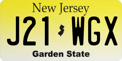 NJ license plate J21WGX