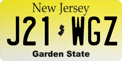 NJ license plate J21WGZ