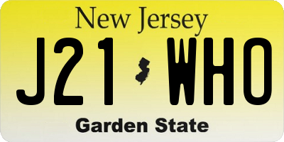 NJ license plate J21WHO