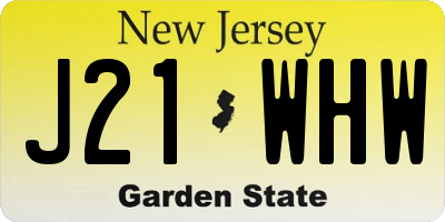NJ license plate J21WHW