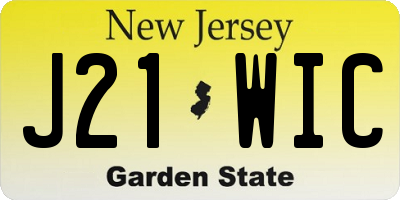 NJ license plate J21WIC