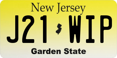 NJ license plate J21WIP