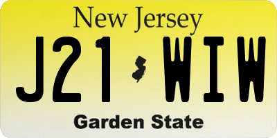 NJ license plate J21WIW