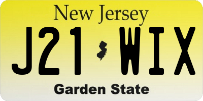 NJ license plate J21WIX