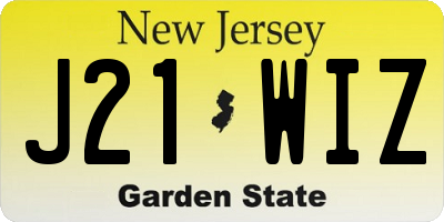 NJ license plate J21WIZ