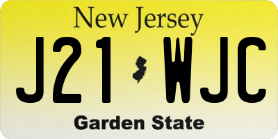 NJ license plate J21WJC