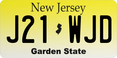 NJ license plate J21WJD