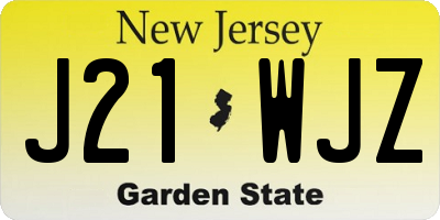 NJ license plate J21WJZ