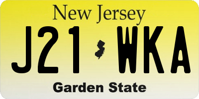 NJ license plate J21WKA