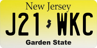 NJ license plate J21WKC