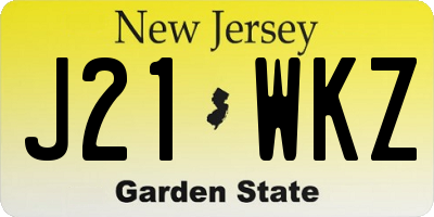 NJ license plate J21WKZ