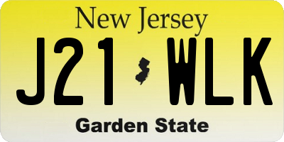 NJ license plate J21WLK