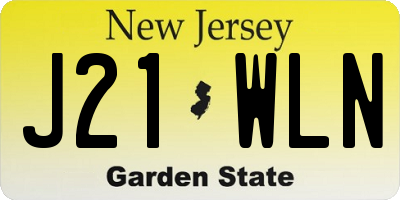 NJ license plate J21WLN
