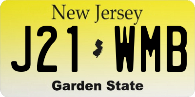 NJ license plate J21WMB