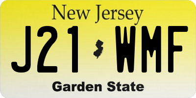 NJ license plate J21WMF