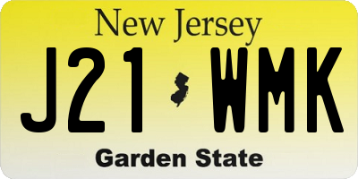 NJ license plate J21WMK