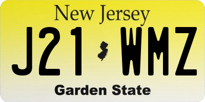 NJ license plate J21WMZ