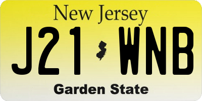 NJ license plate J21WNB