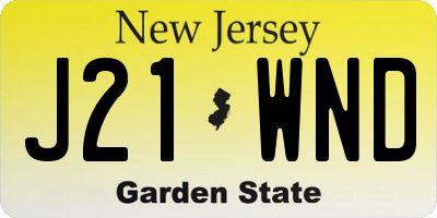 NJ license plate J21WND