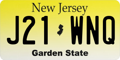 NJ license plate J21WNQ