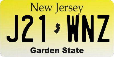 NJ license plate J21WNZ