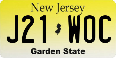 NJ license plate J21WOC