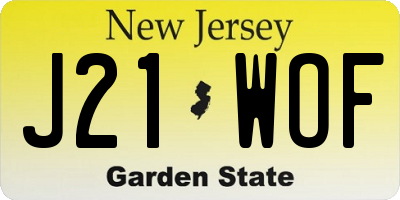 NJ license plate J21WOF