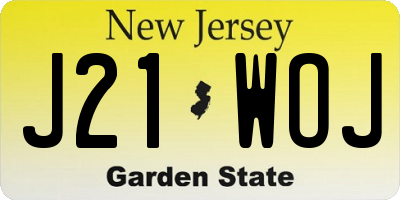 NJ license plate J21WOJ