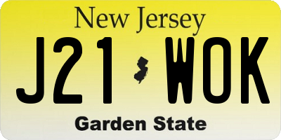 NJ license plate J21WOK