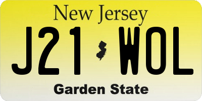 NJ license plate J21WOL