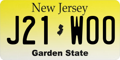 NJ license plate J21WOO