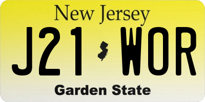 NJ license plate J21WOR