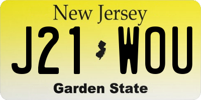 NJ license plate J21WOU