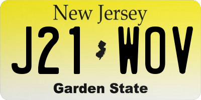NJ license plate J21WOV