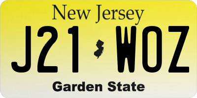 NJ license plate J21WOZ
