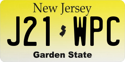 NJ license plate J21WPC