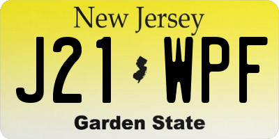 NJ license plate J21WPF