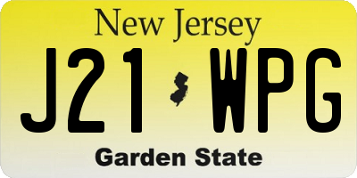NJ license plate J21WPG