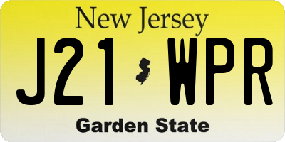 NJ license plate J21WPR