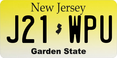 NJ license plate J21WPU