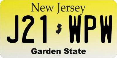 NJ license plate J21WPW