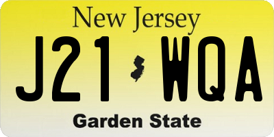NJ license plate J21WQA