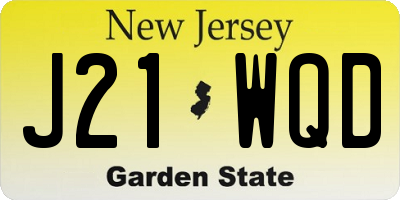 NJ license plate J21WQD