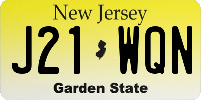 NJ license plate J21WQN