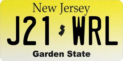NJ license plate J21WRL